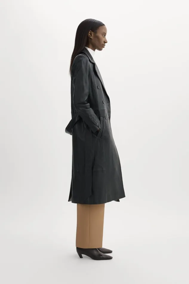 Women ERMA Leather Trench Coat Black LAMARQUE Leather Jackets
