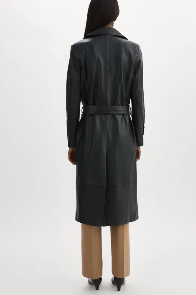 Women ERMA Leather Trench Coat Black LAMARQUE Leather Jackets