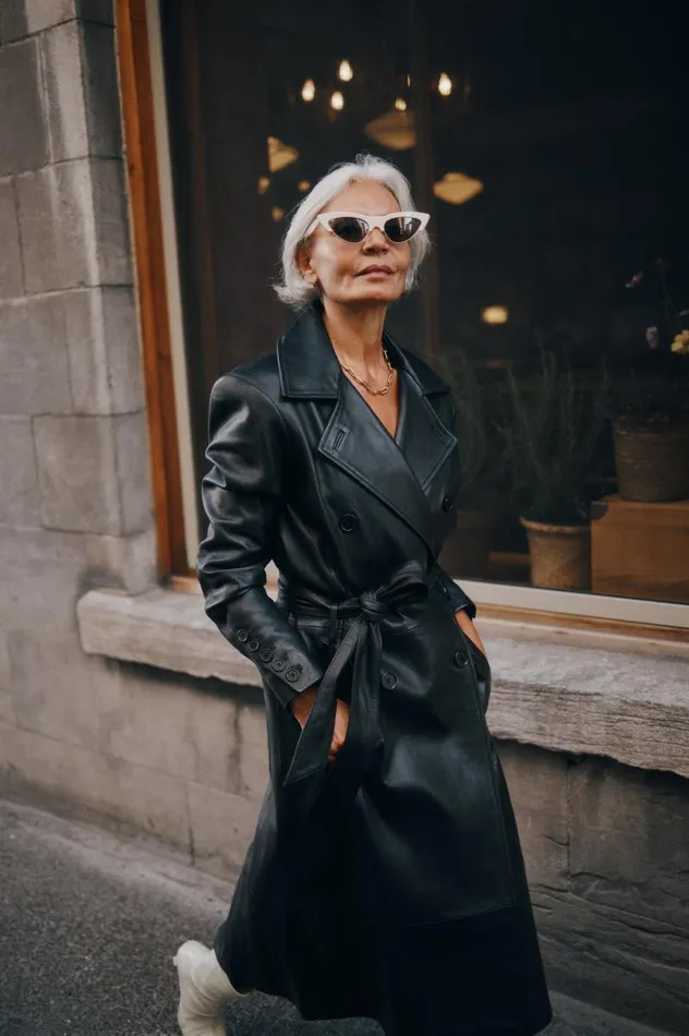 Women ERMA Leather Trench Coat Black LAMARQUE Leather Jackets