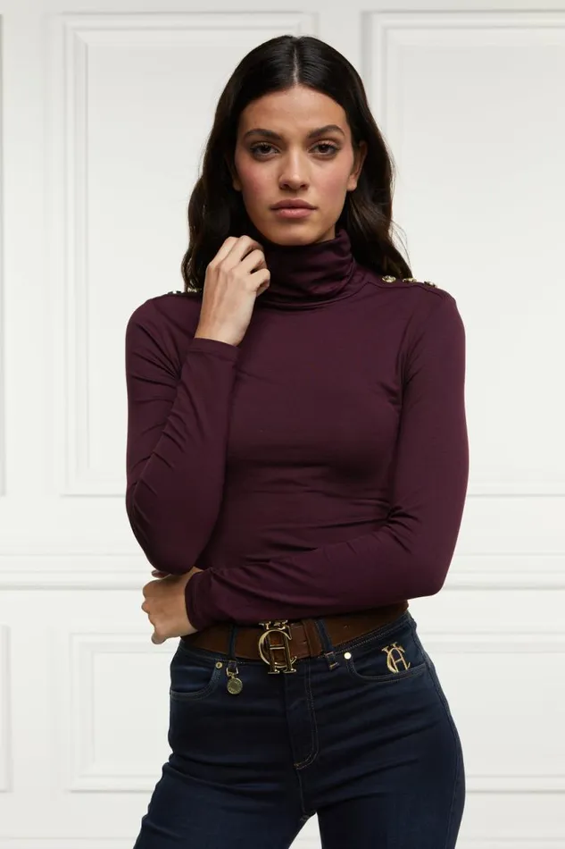 Women Essential Roll Neck Burgundy Holland Cooper Knitwear