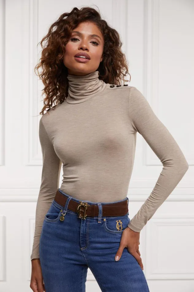 Women Essential Roll Neck Oatmeal Holland Cooper Tops