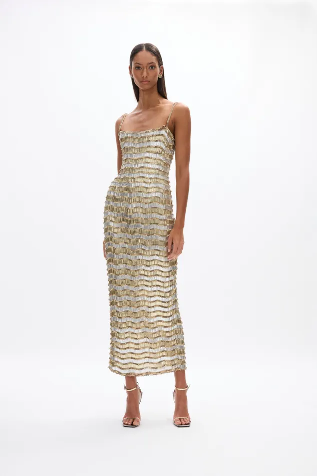 Women Evening Dresses Rachel Gilbert Zeph Gown GoldSilver