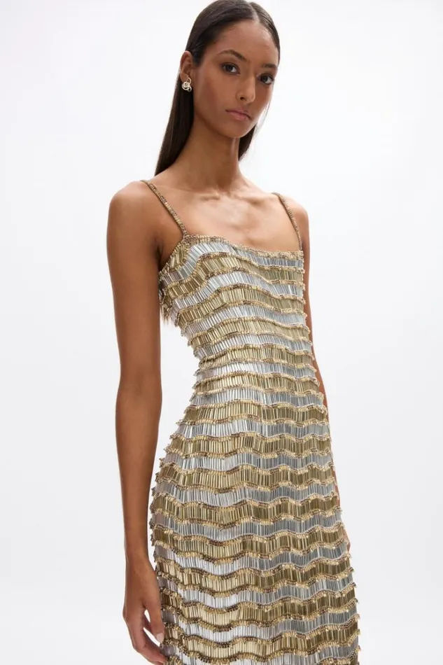 Women Evening Dresses Rachel Gilbert Zeph Gown GoldSilver Women Evening Dresses Rachel Gilbert Zeph Gown GoldSilver