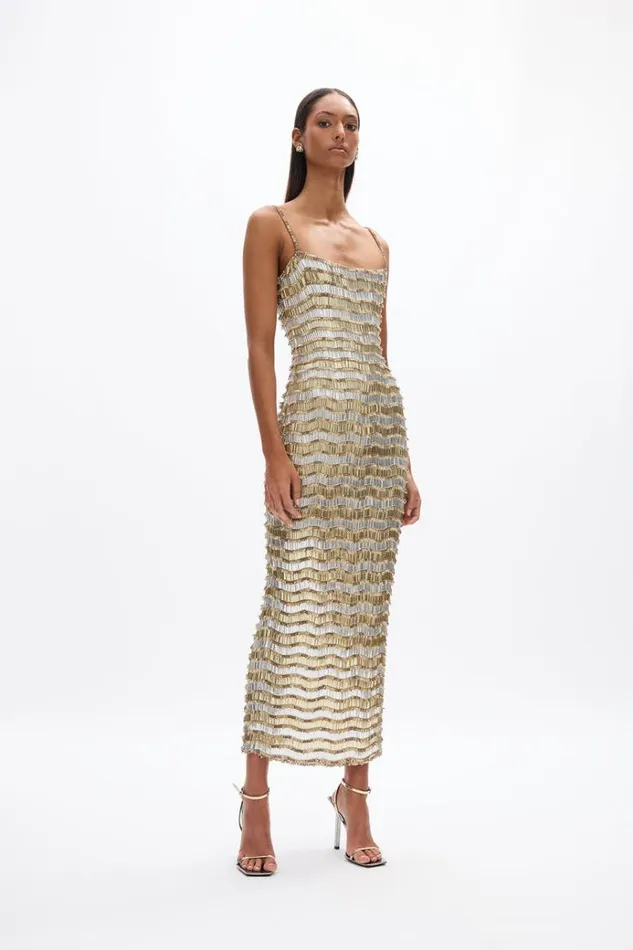 Women Evening Dresses Rachel Gilbert Zeph Gown GoldSilver Women Evening Dresses Rachel Gilbert Zeph Gown GoldSilver