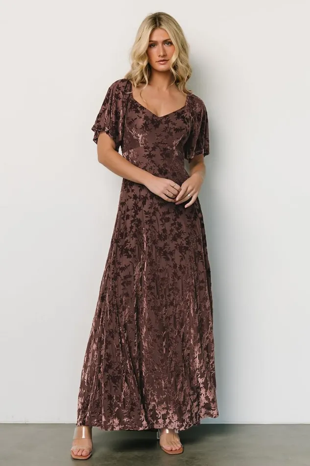 Women Everley Velvet Maxi Dress Espresso Baltic Born Maxi Dresses