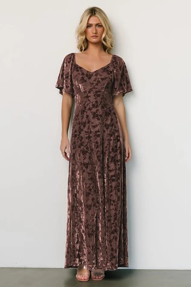 Women Everley Velvet Maxi Dress Espresso Baltic Born Maxi Dresses Women Everley Velvet Maxi Dress Espresso Baltic Born Maxi Dresses