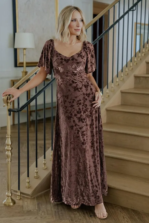 Women Everley Velvet Maxi Dress Espresso Baltic Born Maxi Dresses Women Everley Velvet Maxi Dress Espresso Baltic Born Maxi Dresses