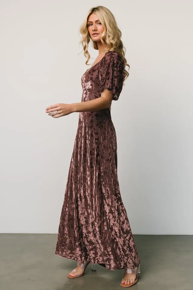 Women Everley Velvet Maxi Dress Espresso Baltic Born Maxi Dresses Women Everley Velvet Maxi Dress Espresso Baltic Born Maxi Dresses
