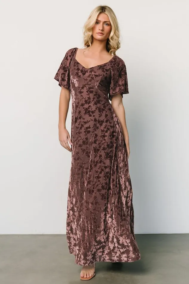 Women Everley Velvet Maxi Dress Espresso Baltic Born Maxi Dresses Women Everley Velvet Maxi Dress Espresso Baltic Born Maxi Dresses