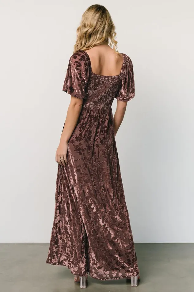 Women Everley Velvet Maxi Dress Espresso Baltic Born Maxi Dresses Women Everley Velvet Maxi Dress Espresso Baltic Born Maxi Dresses