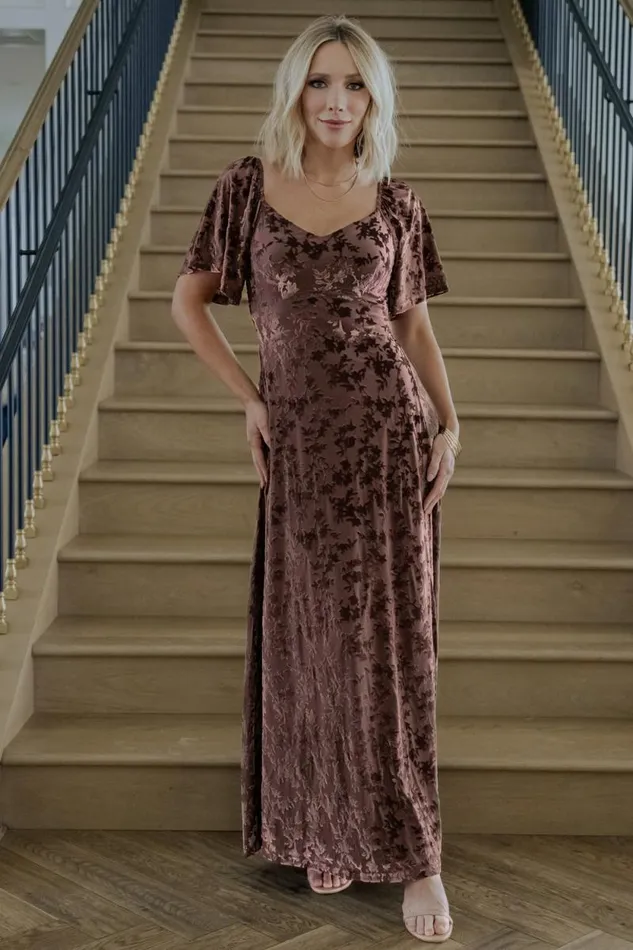 Women Everley Velvet Maxi Dress Espresso Baltic Born Maxi Dresses Women Everley Velvet Maxi Dress Espresso Baltic Born Maxi Dresses