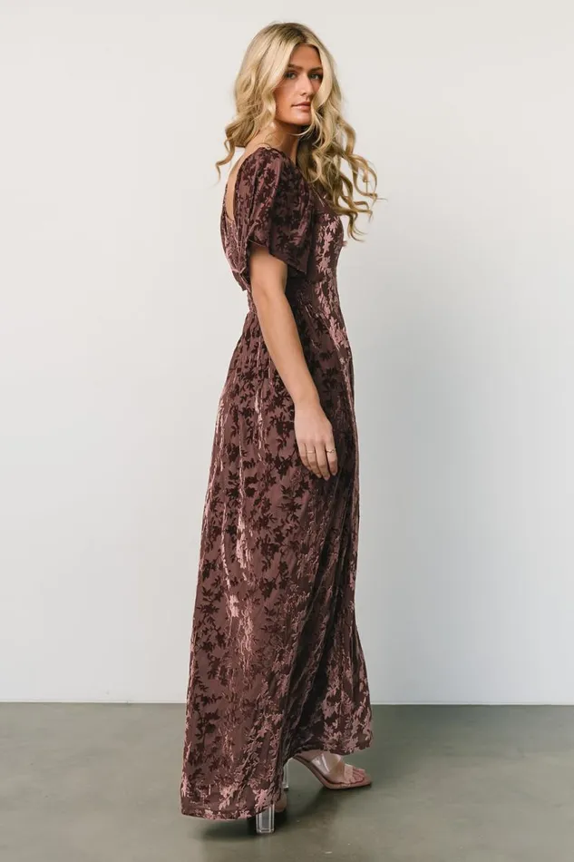 Women Everley Velvet Maxi Dress Espresso Baltic Born Maxi Dresses Women Everley Velvet Maxi Dress Espresso Baltic Born Maxi Dresses