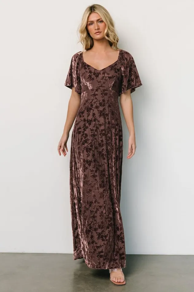 Women Everley Velvet Maxi Dress Espresso Baltic Born Maxi Dresses Women Everley Velvet Maxi Dress Espresso Baltic Born Maxi Dresses