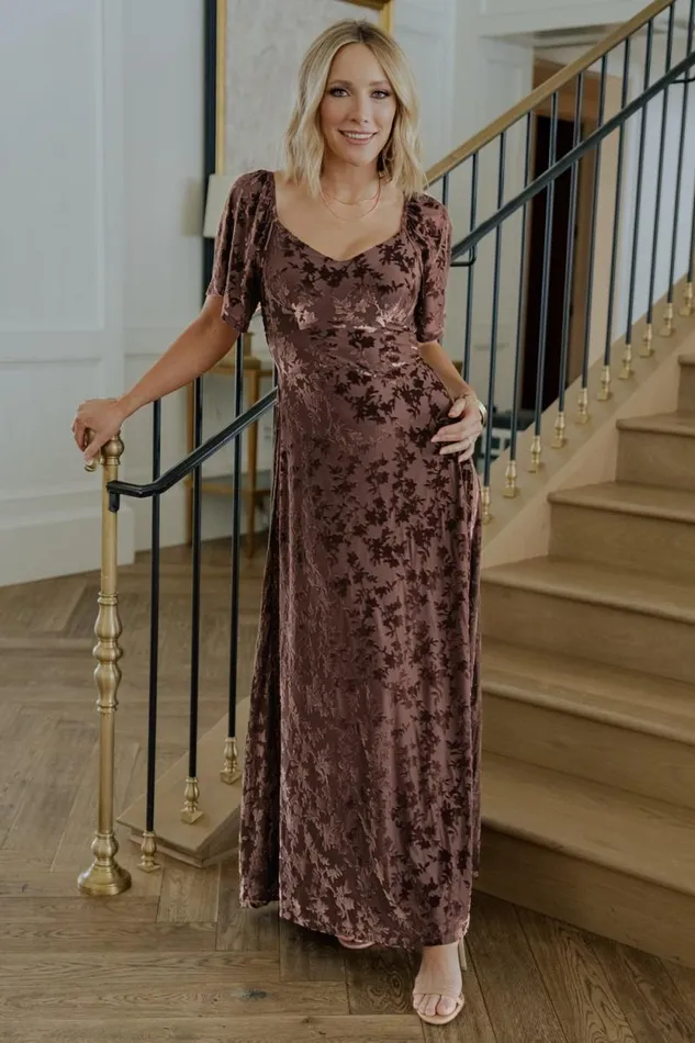Women Everley Velvet Maxi Dress Espresso Baltic Born Maxi Dresses Women Everley Velvet Maxi Dress Espresso Baltic Born Maxi Dresses
