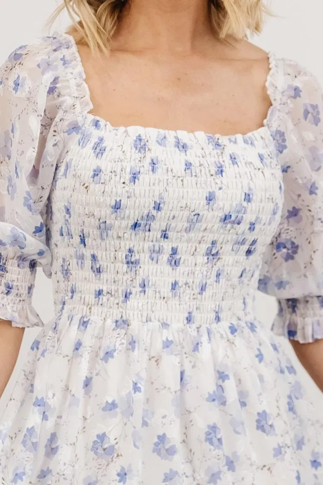 Women Fabian Jacquard Midi Dress Blue Floral Baltic Born Bump Friendly Women Fabian Jacquard Midi Dress Blue Floral Baltic Born Bump Friendly