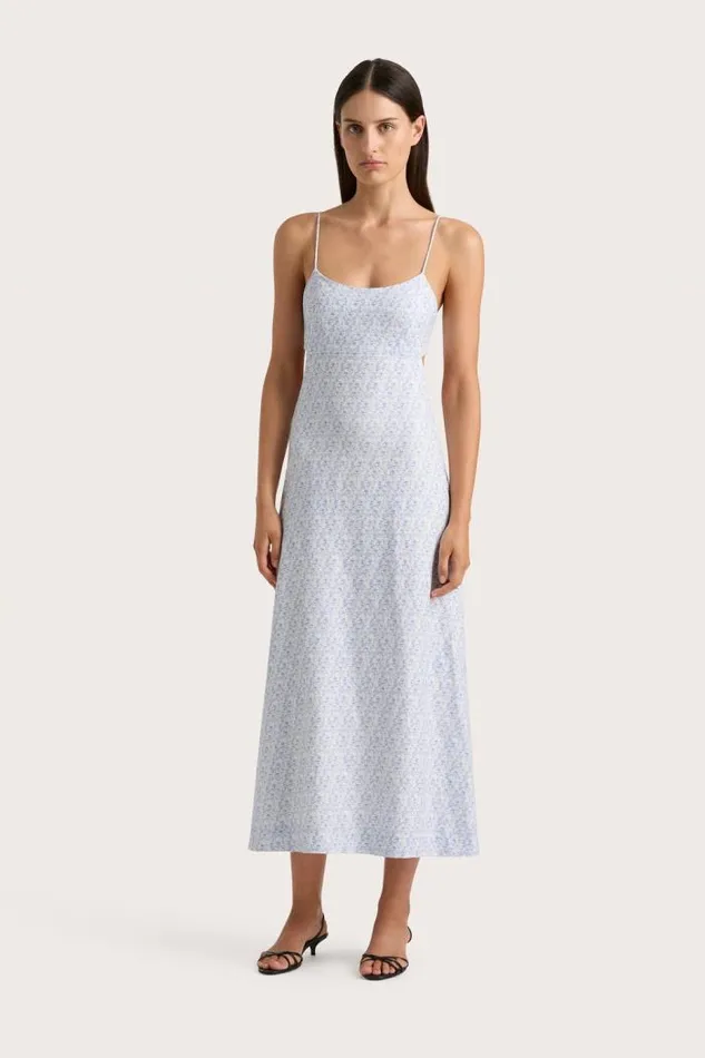 Women Faithfull The Brand Dresses Antibes Midi Dress Leilani Mid Blue