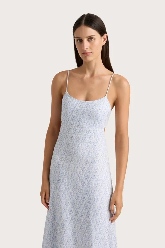 Women Faithfull The Brand Dresses Antibes Midi Dress Leilani Mid Blue