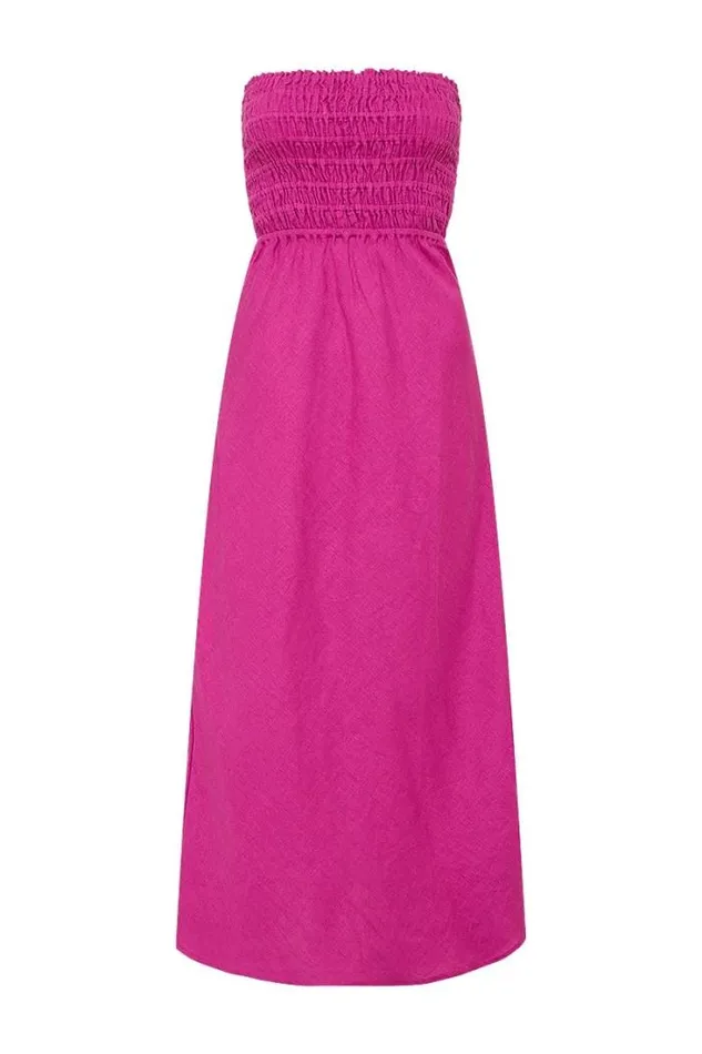 Women Faithfull The Brand Dresses Do Dora Midi Dress Magenta