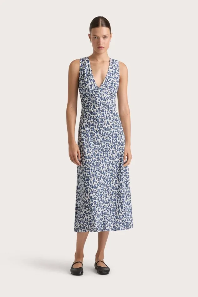 Women Faithfull The Brand Dresses Jardin Midi Dress Leilani Mid Blue