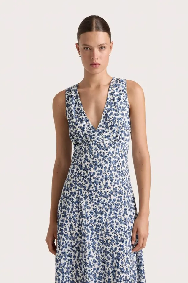 Women Faithfull The Brand Dresses Jardin Midi Dress Leilani Mid Blue