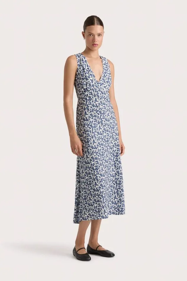 Women Faithfull The Brand Dresses Jardin Midi Dress Leilani Mid Blue