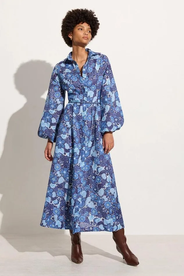 Women Faithfull The Brand Dresses Los Cinco Maxi Dress La Mira Floral Blue