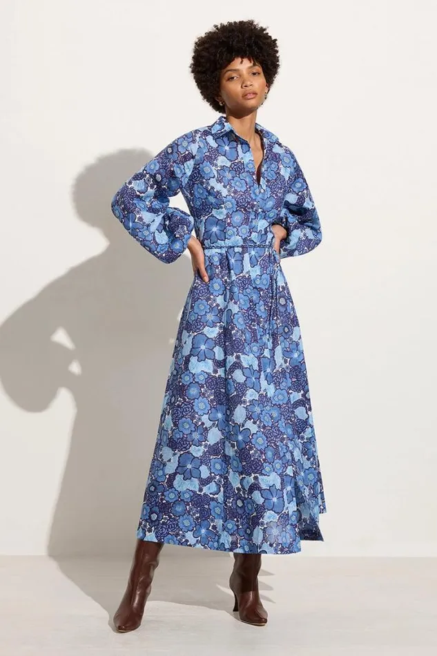 Women Faithfull The Brand Dresses Los Cinco Maxi Dress La Mira Floral Blue