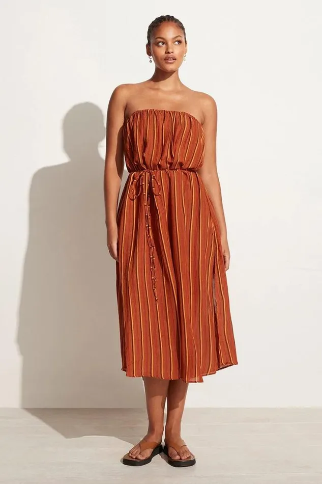 Women Faithfull The Brand Dresses Luannah Midi Dress Aria Stripe Print 8211 Final Sale