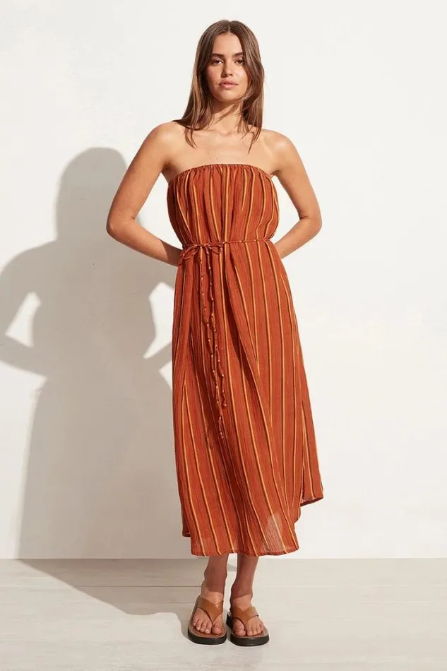 Women Faithfull The Brand Dresses Luannah Midi Dress Aria Stripe Print 8211 Final Sale