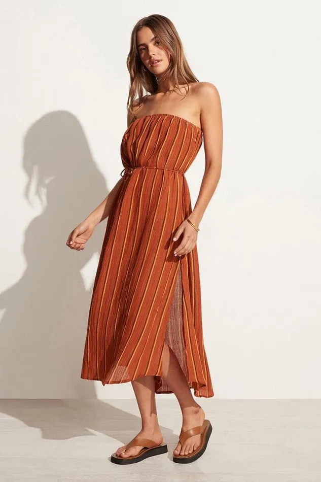 Women Faithfull The Brand Dresses Luannah Midi Dress Aria Stripe Print 8211 Final Sale