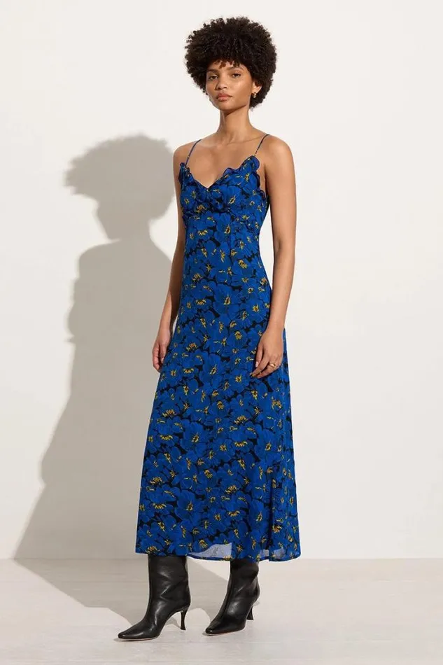 Women Faithfull The Brand Dresses Maye Midi Dress El Limon Floral Blue