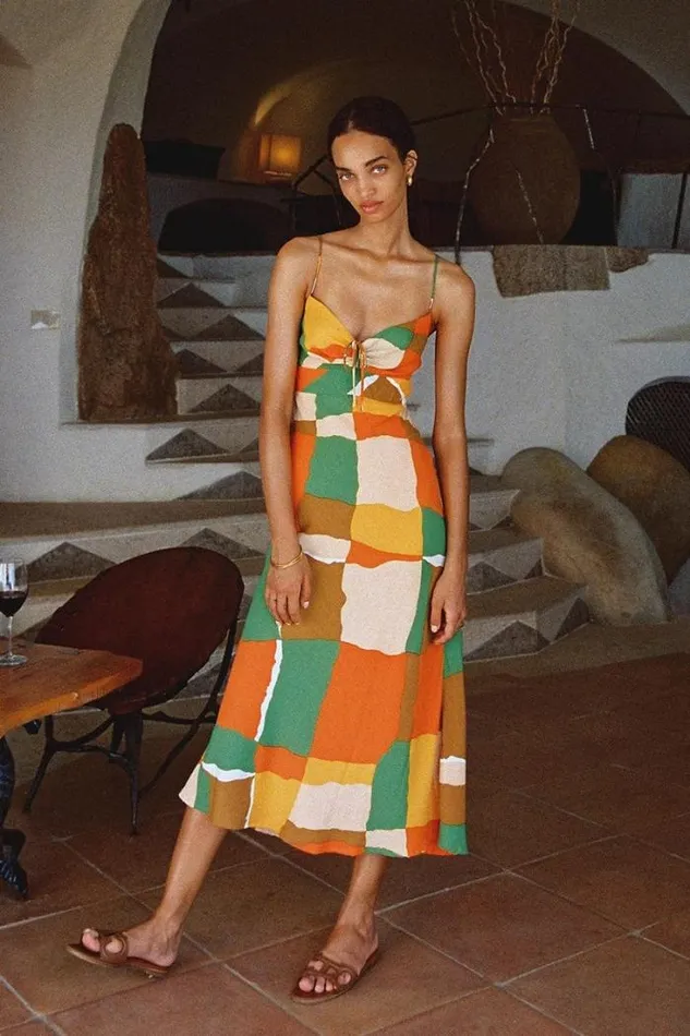Women Faithfull The Brand Dresses Tempio Midi Dress Costa Smeralda Print 8211 Final Sale