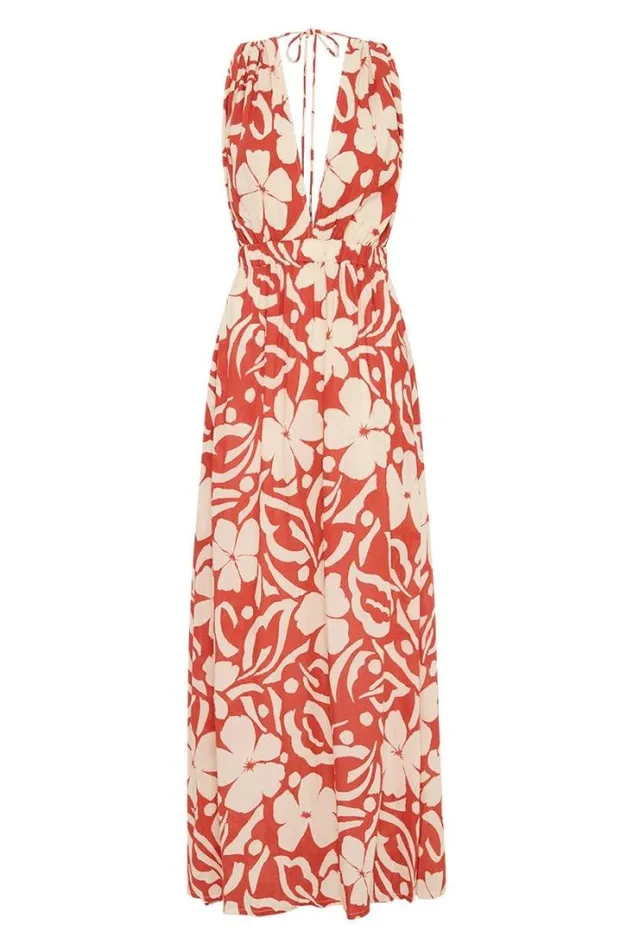 Women Faithfull The Brand Dresses Tropicale Midi Dress Pavito Floral Watermelon 8211 Final Sale