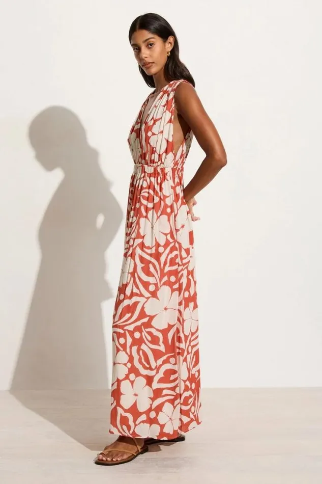 Women Faithfull The Brand Dresses Tropicale Midi Dress Pavito Floral Watermelon 8211 Final Sale