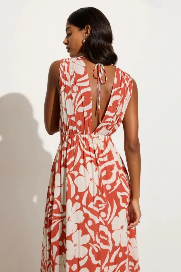 Women Faithfull The Brand Dresses Tropicale Midi Dress Pavito Floral Watermelon 8211 Final Sale