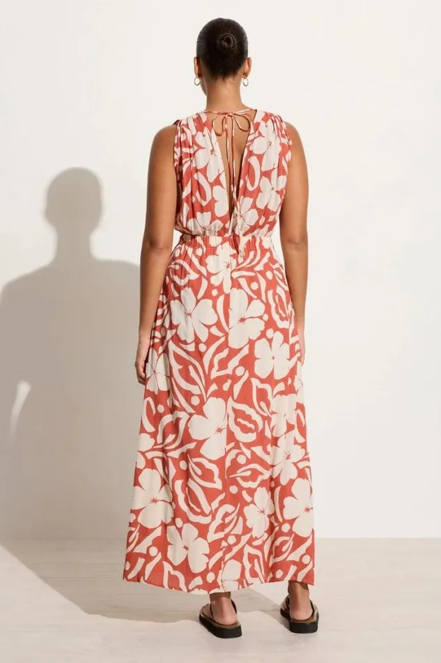 Women Faithfull The Brand Dresses Tropicale Midi Dress Pavito Floral Watermelon 8211 Final Sale