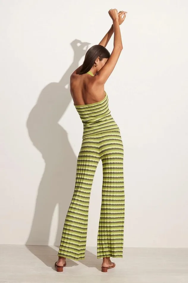 Women Faithfull The Brand Pants Damira Knit Pants Green Stripes Exclusive 8211 Final Sale