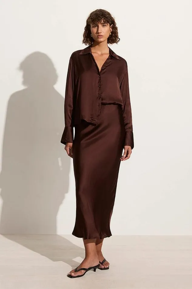 Women Faithfull The Brand Skirts and Shorts Ancora Skirt Dark Truffle