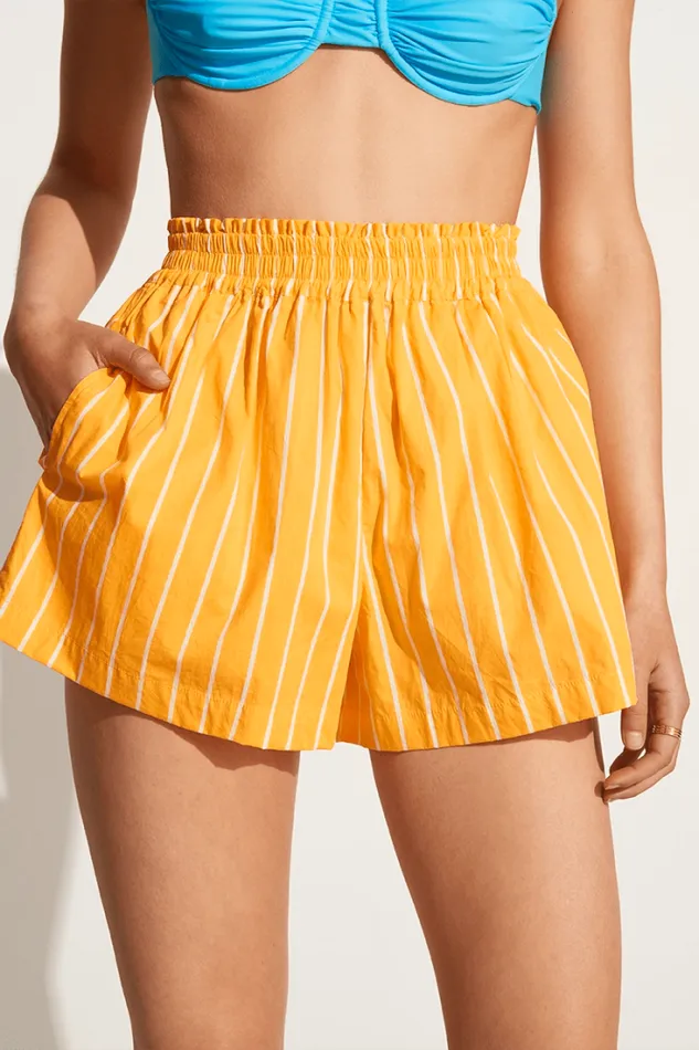 Women Faithfull The Brand Skirts and Shorts Elva Shorts Adia Stripe Print Citrus 8211 Final Sale