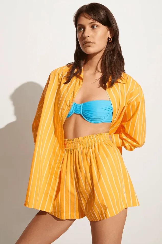 Women Faithfull The Brand Skirts and Shorts Elva Shorts Adia Stripe Print Citrus 8211 Final Sale