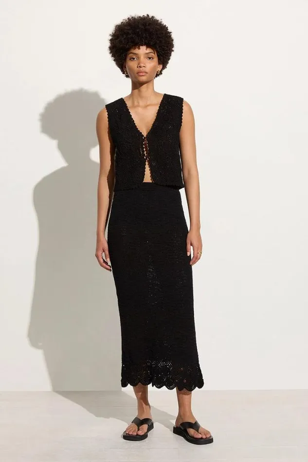 Women Faithfull The Brand Skirts and Shorts Lula Handmade Crochet Skirt Black