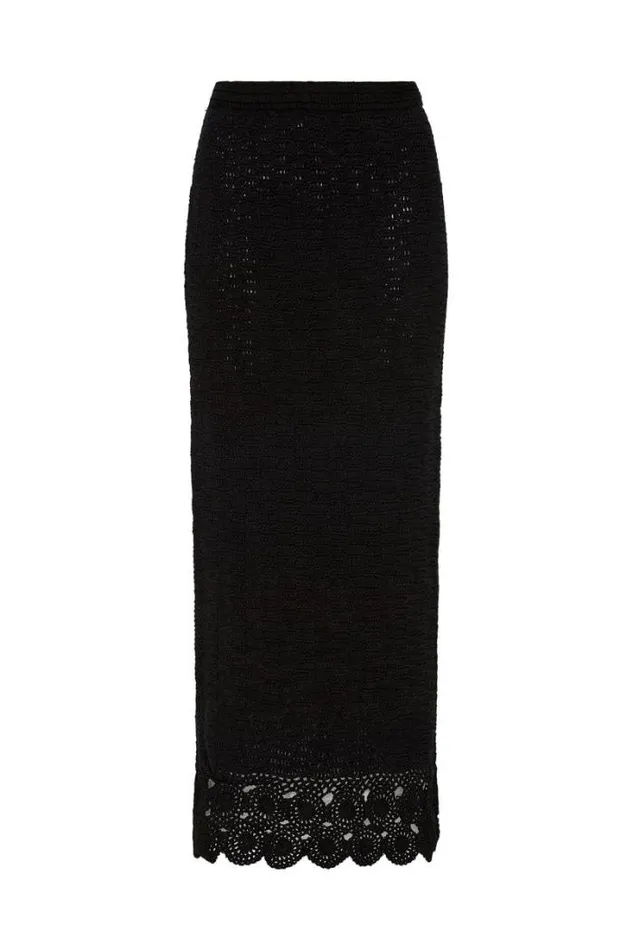 Women Faithfull The Brand Skirts and Shorts Lula Handmade Crochet Skirt Black