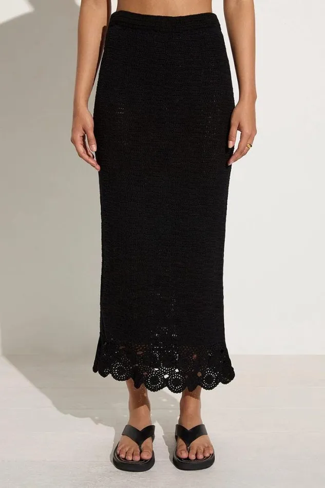 Women Faithfull The Brand Skirts and Shorts Lula Handmade Crochet Skirt Black