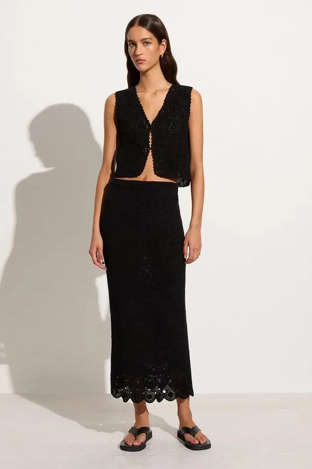 Women Faithfull The Brand Skirts and Shorts Lula Handmade Crochet Skirt Black