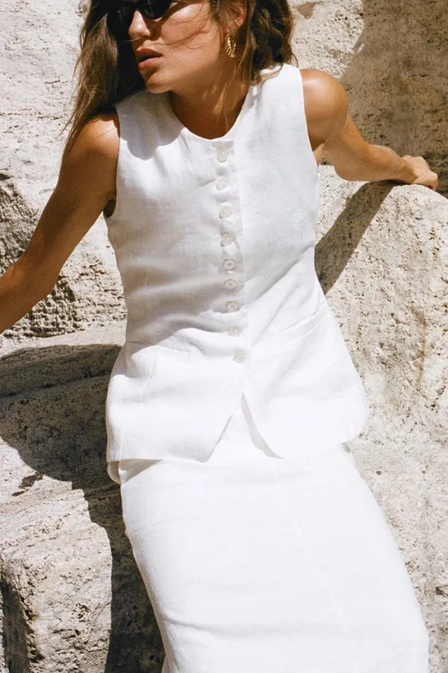 Women Faithfull The Brand Tops Domenico Vest White