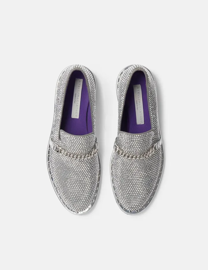 Women Falabella Crystal Loafers Silver Stella McCartney Flats Women Falabella Crystal Loafers Silver Stella McCartney Flats