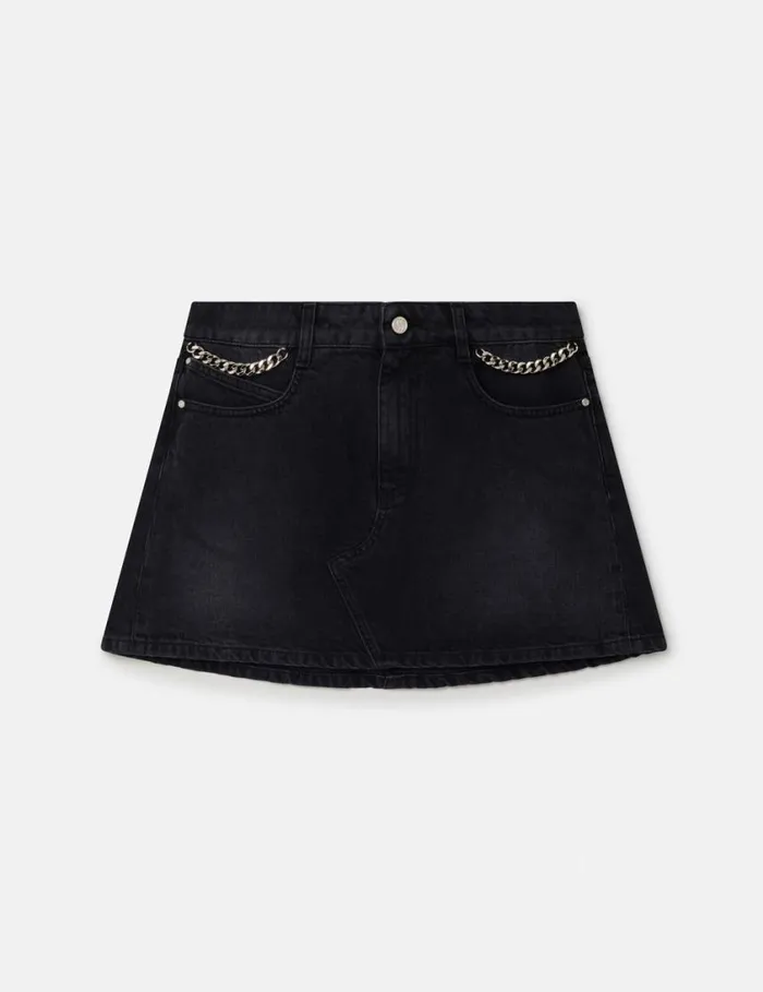 Women Falabella Denim Mini Skirt Black Stella McCartney Denim