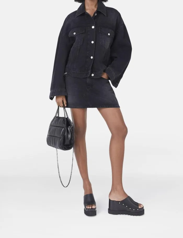 Women Falabella Denim Mini Skirt Black Stella McCartney Denim Women Falabella Denim Mini Skirt Black Stella McCartney Denim
