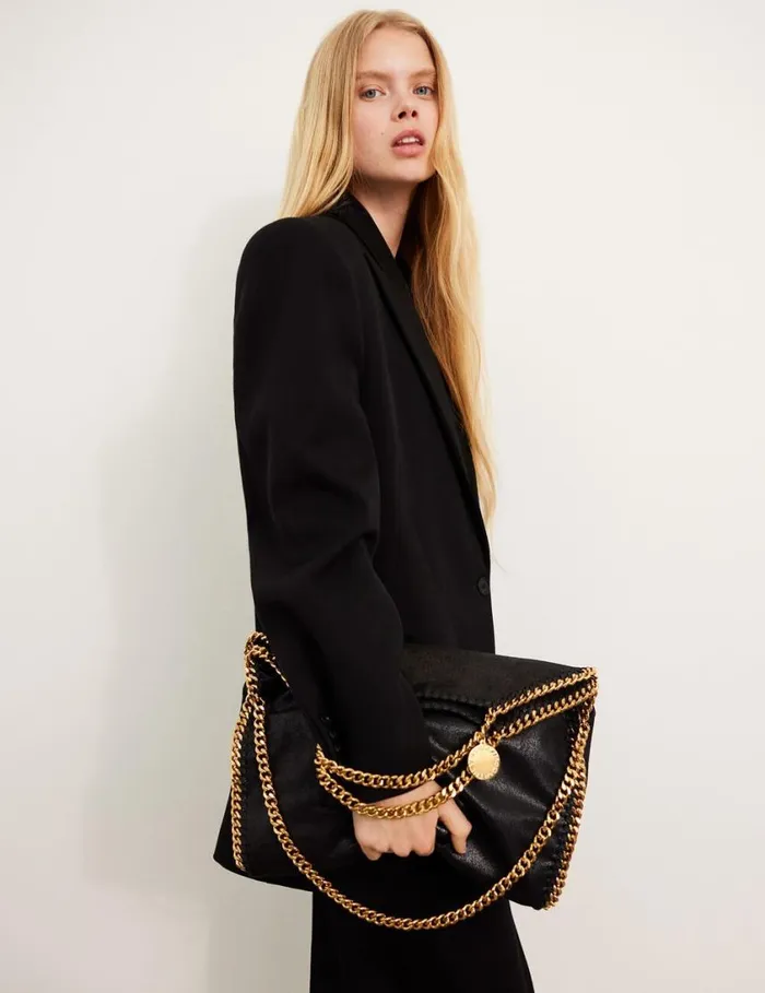 Women Falabella FoldOver Tote Bag Black Stella McCartney Shoulder Bags