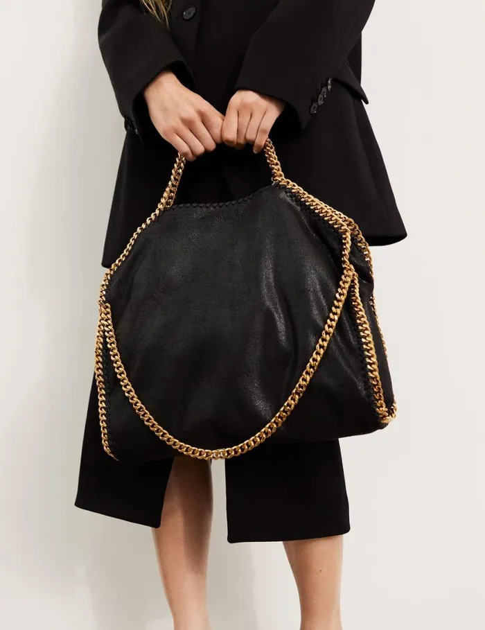 Women Falabella FoldOver Tote Bag Black Stella McCartney Shoulder Bags
